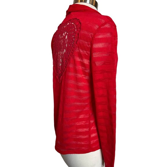 No boundaries red cardigan Tie front Heart lightweight Romantic Y2K - Picture 6 of 10
